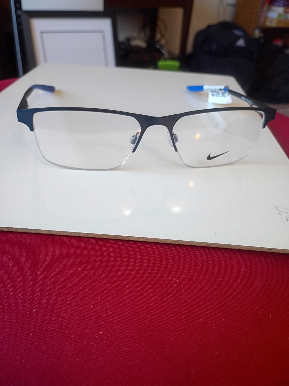 Nike Semi-Rimless Rectangular Eyeglasses in Black